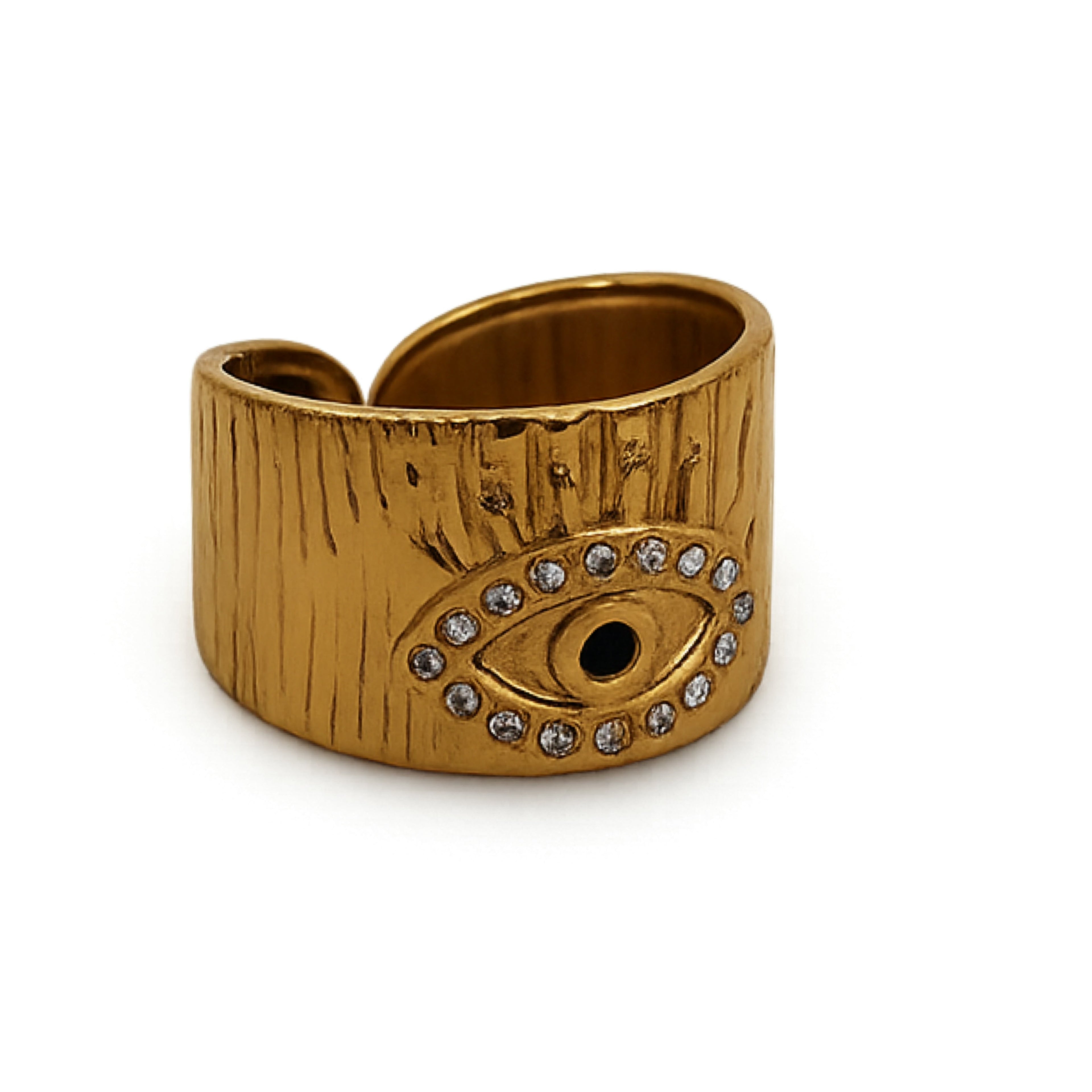Blue Rhinestone 18k Gold Plated Open Ring