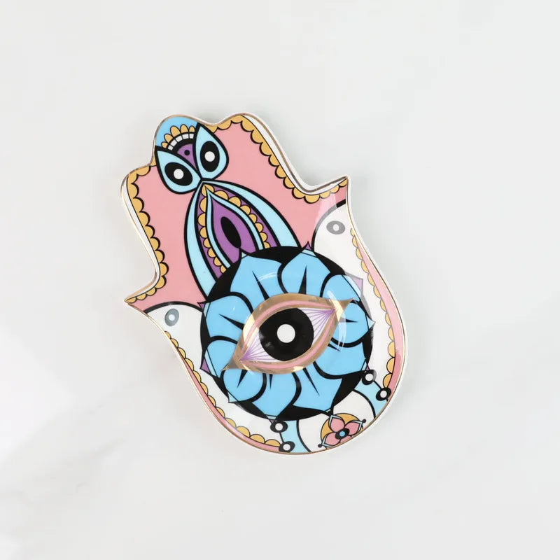 Colorful evil eye jewelry dish from Alluring Elegance Jewelry