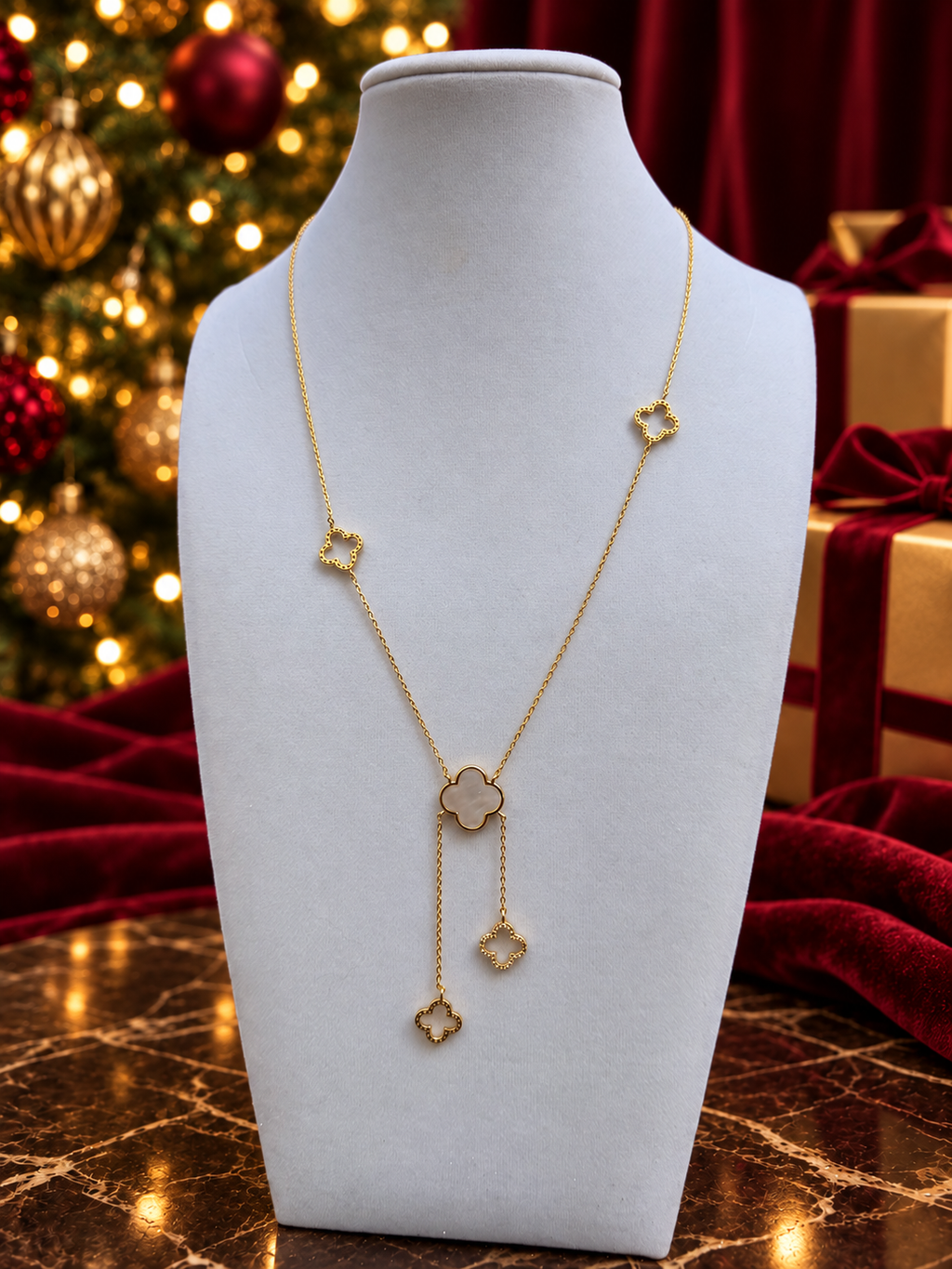 Celeste Ivory Clover Lariat Necklace