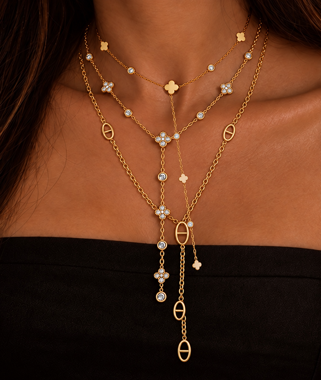 Gold Plated Fleur Lariat Necklace