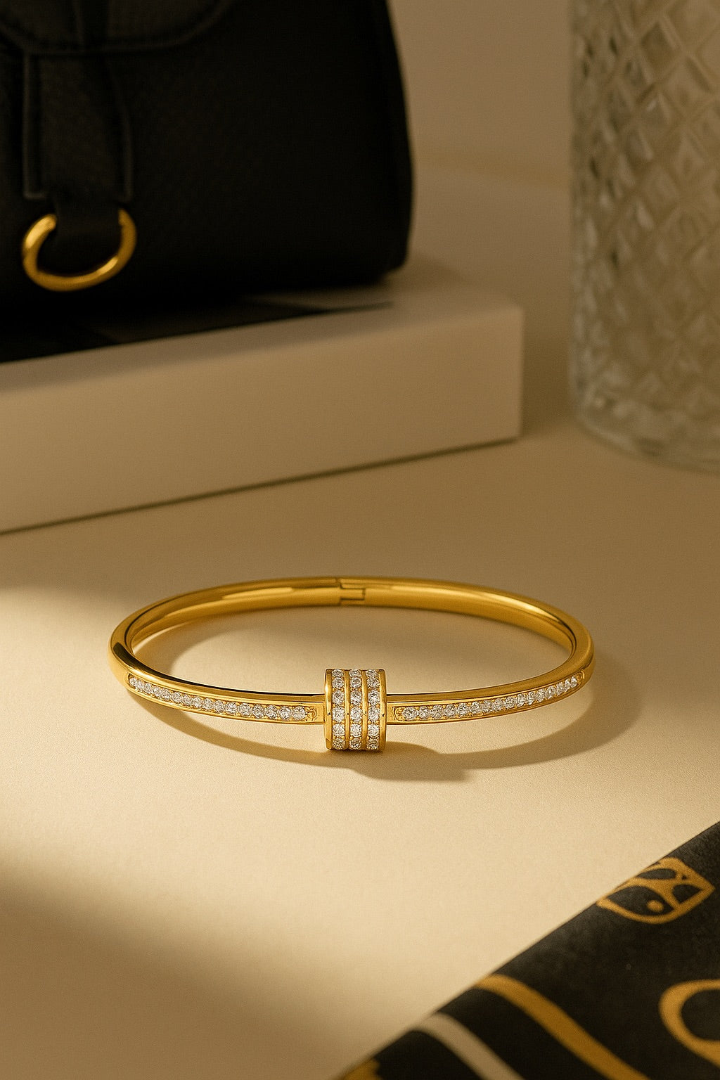 18K Gold Plated Rhinestones Bangle
