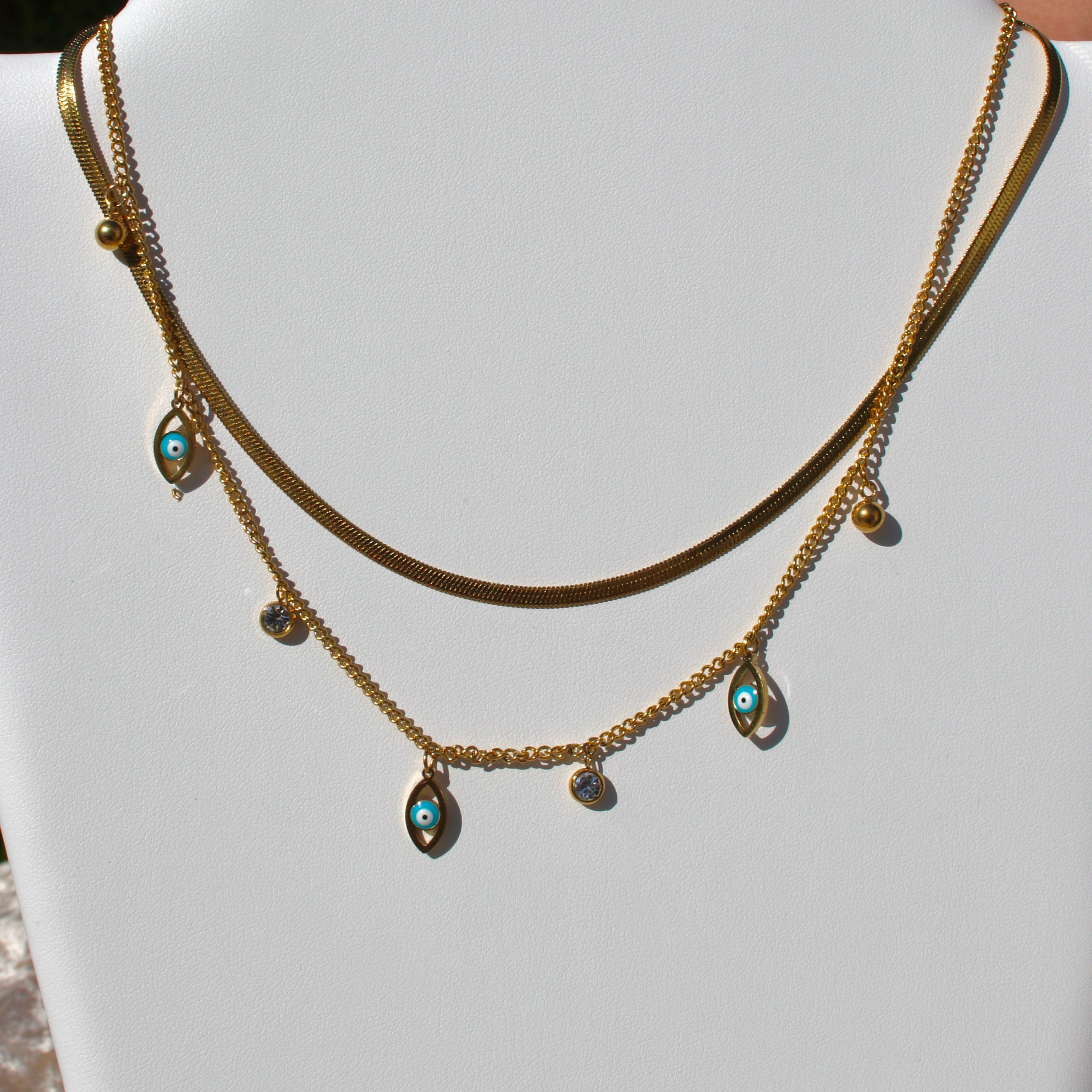 Evil Eye Rhinestones Layered Necklace