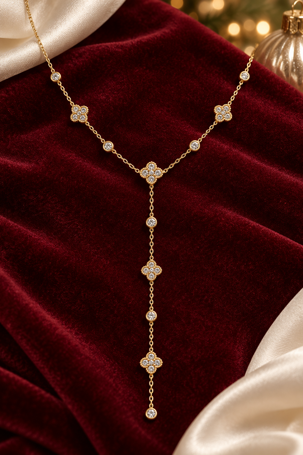 Gold Plated Fleur Lariat Necklace