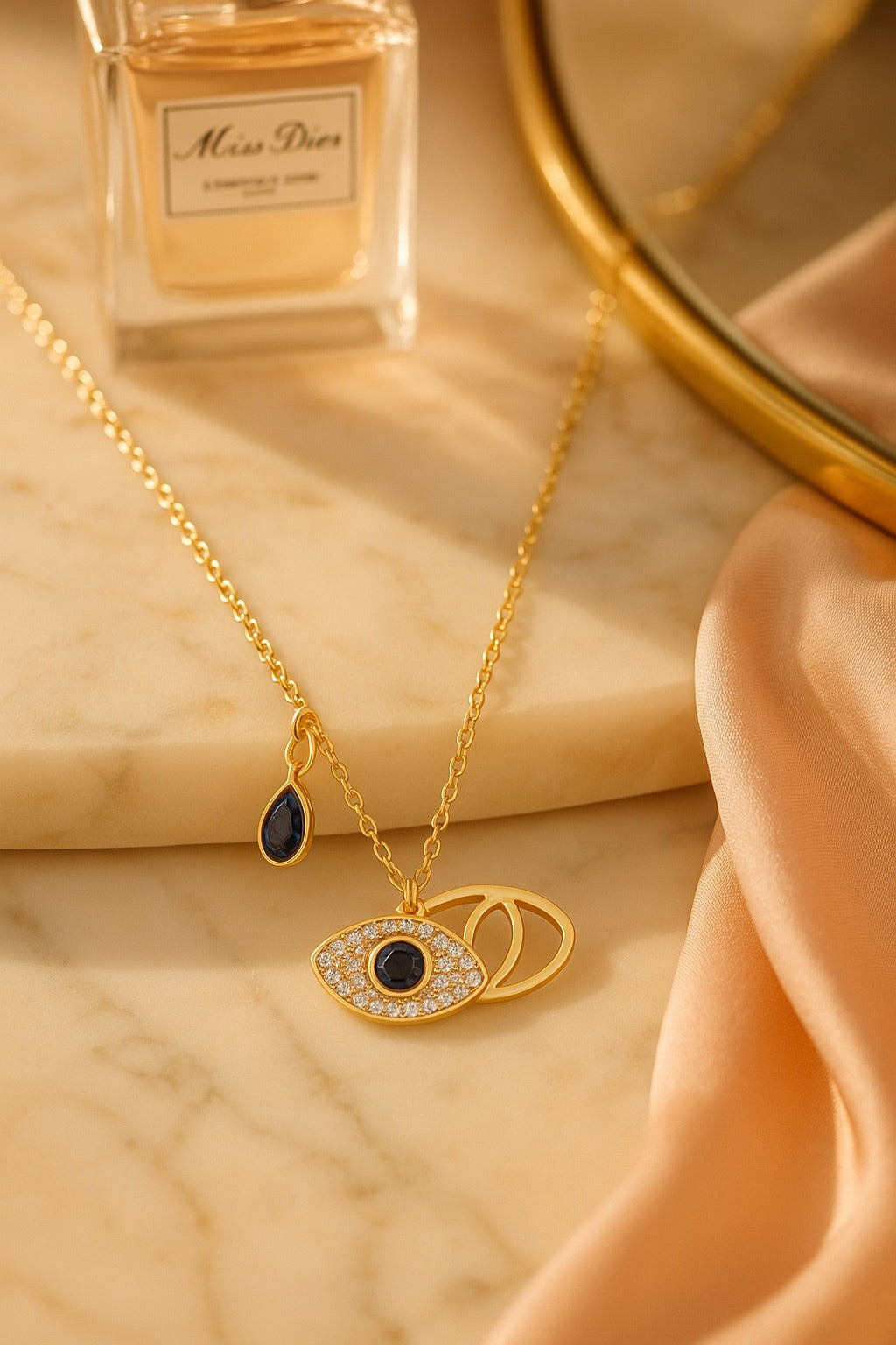 Heart Shaped Evil Eye Layered Necklace