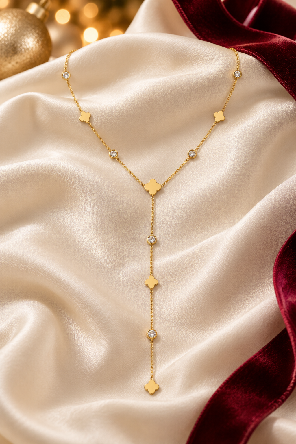 Gold Lumiere Clover Lariat Necklace