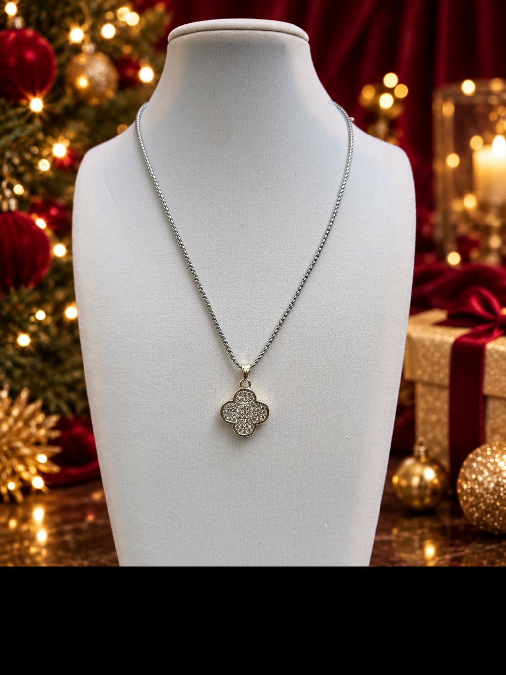 Estelle Sparkling Clover Pendant Necklace