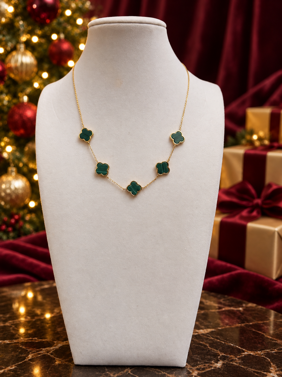 Vivienne Green Clover Statement Necklace