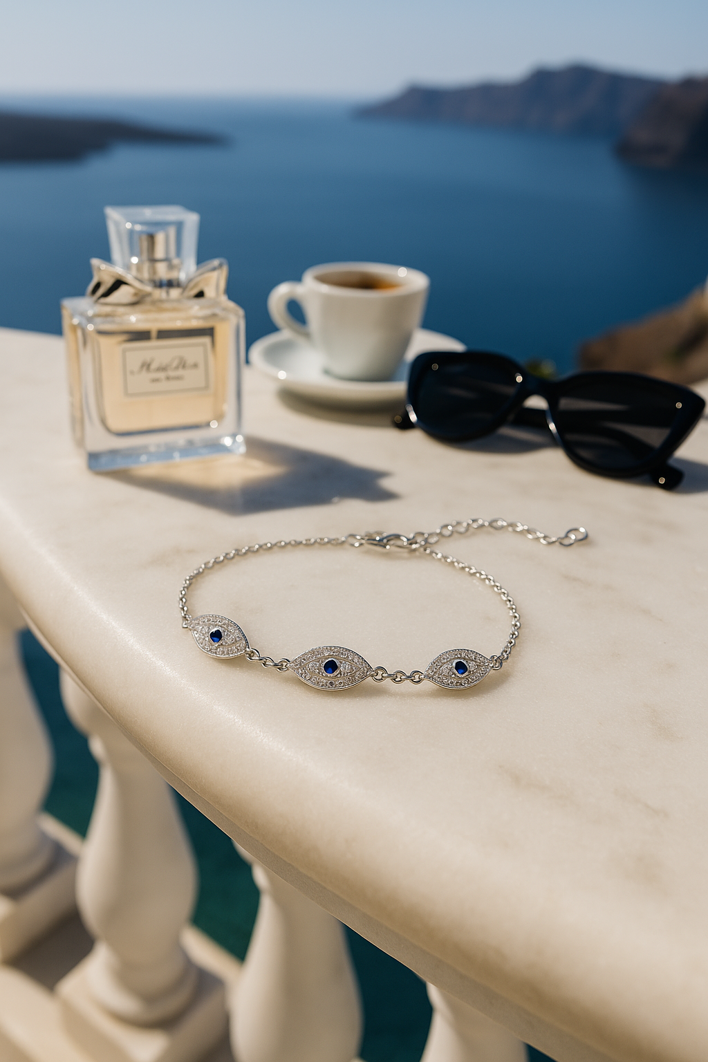 Kids Silver 3 Evil Eye Bracelet