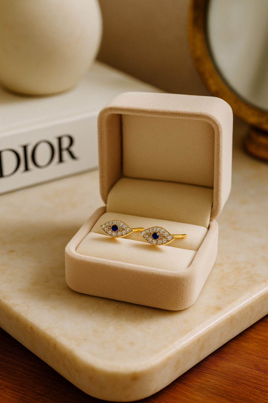 Geometric Brass Gem Earrings