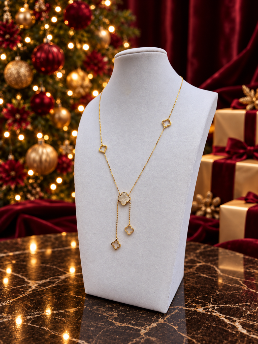 Celeste Ivory Clover Lariat Necklace