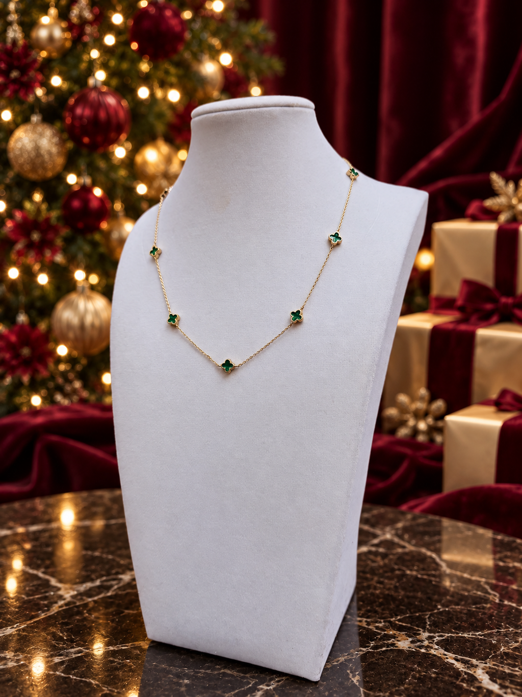Petite Vivienne Green Clover Necklace