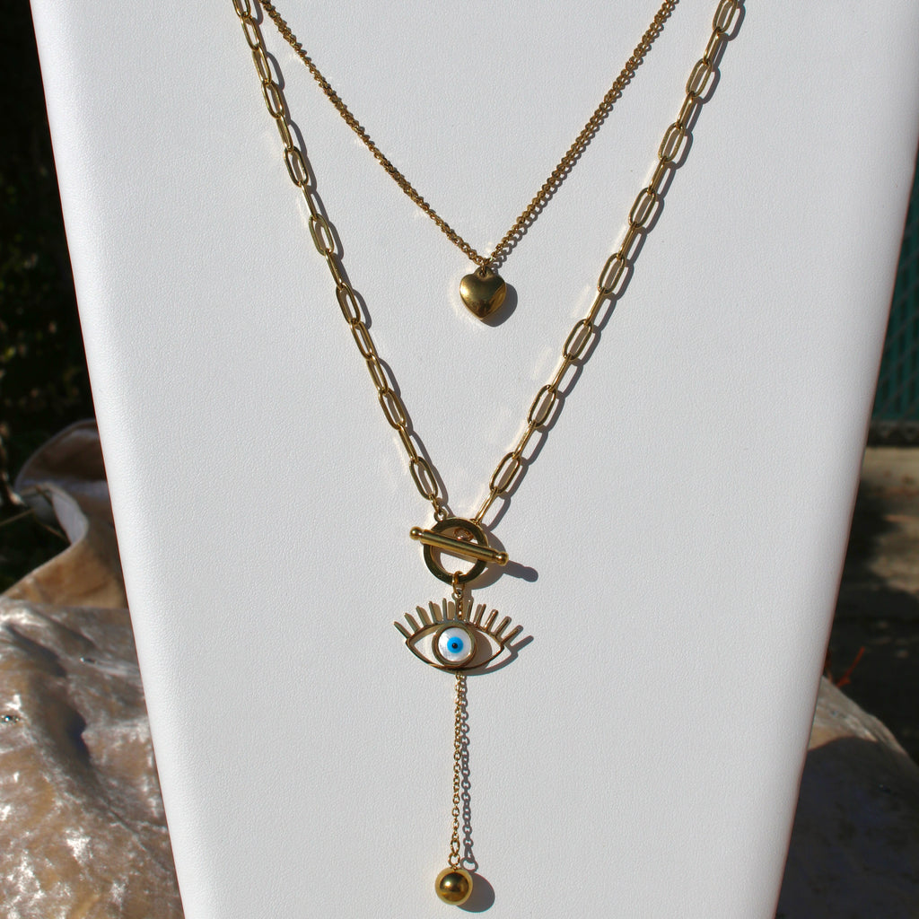 Evil Eye Heart Shape Layered Necklaces