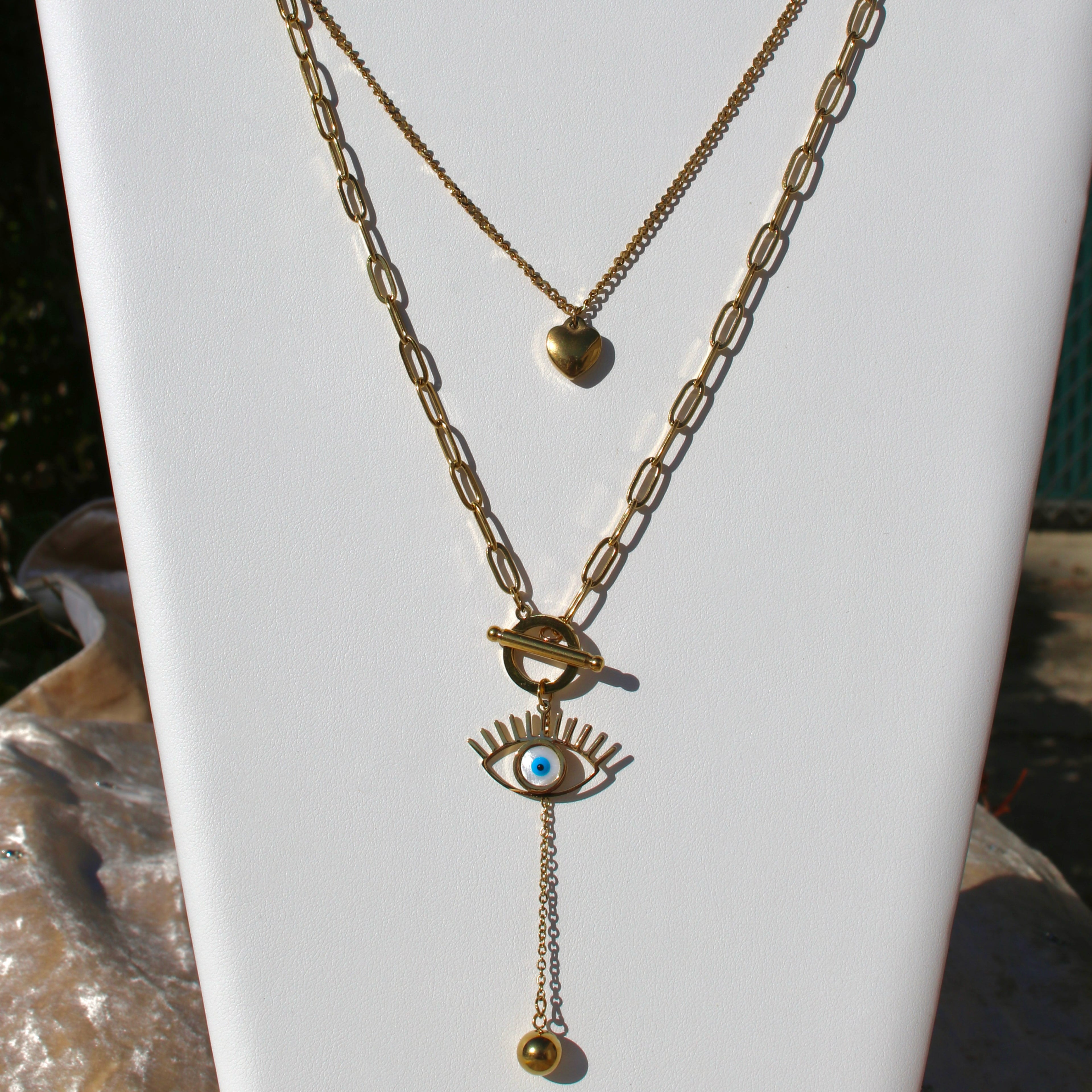 Evil Eye Heart Shape Layered Necklaces