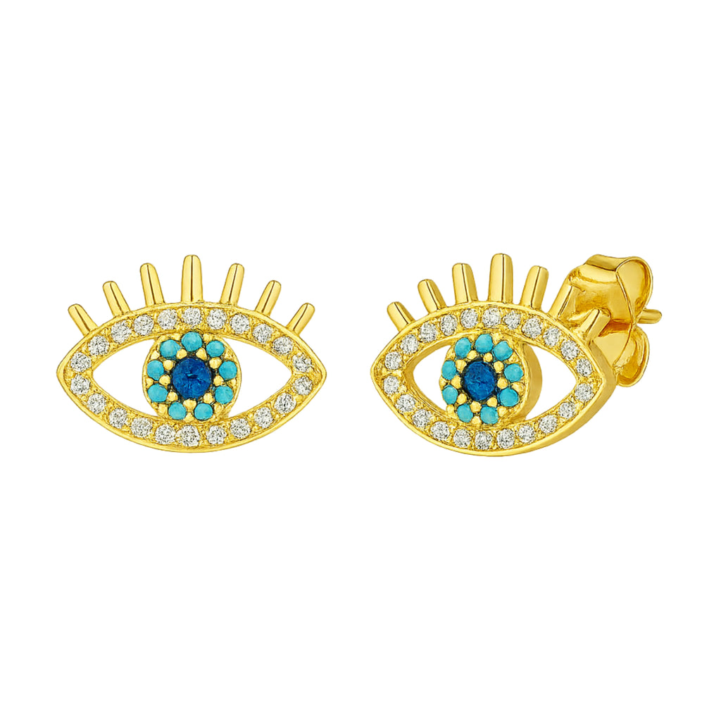 14k Gold Classic Evil Eye Earrings