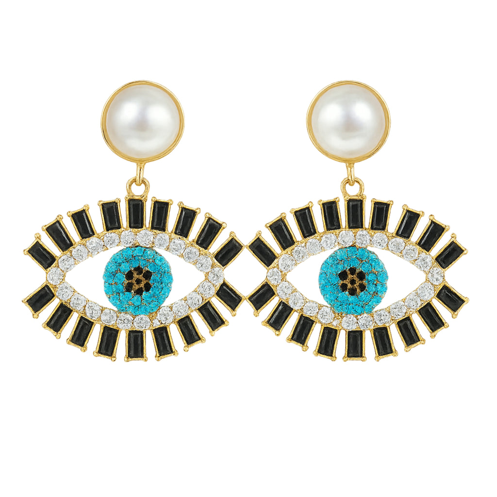 Black Pearl Eye Earrings