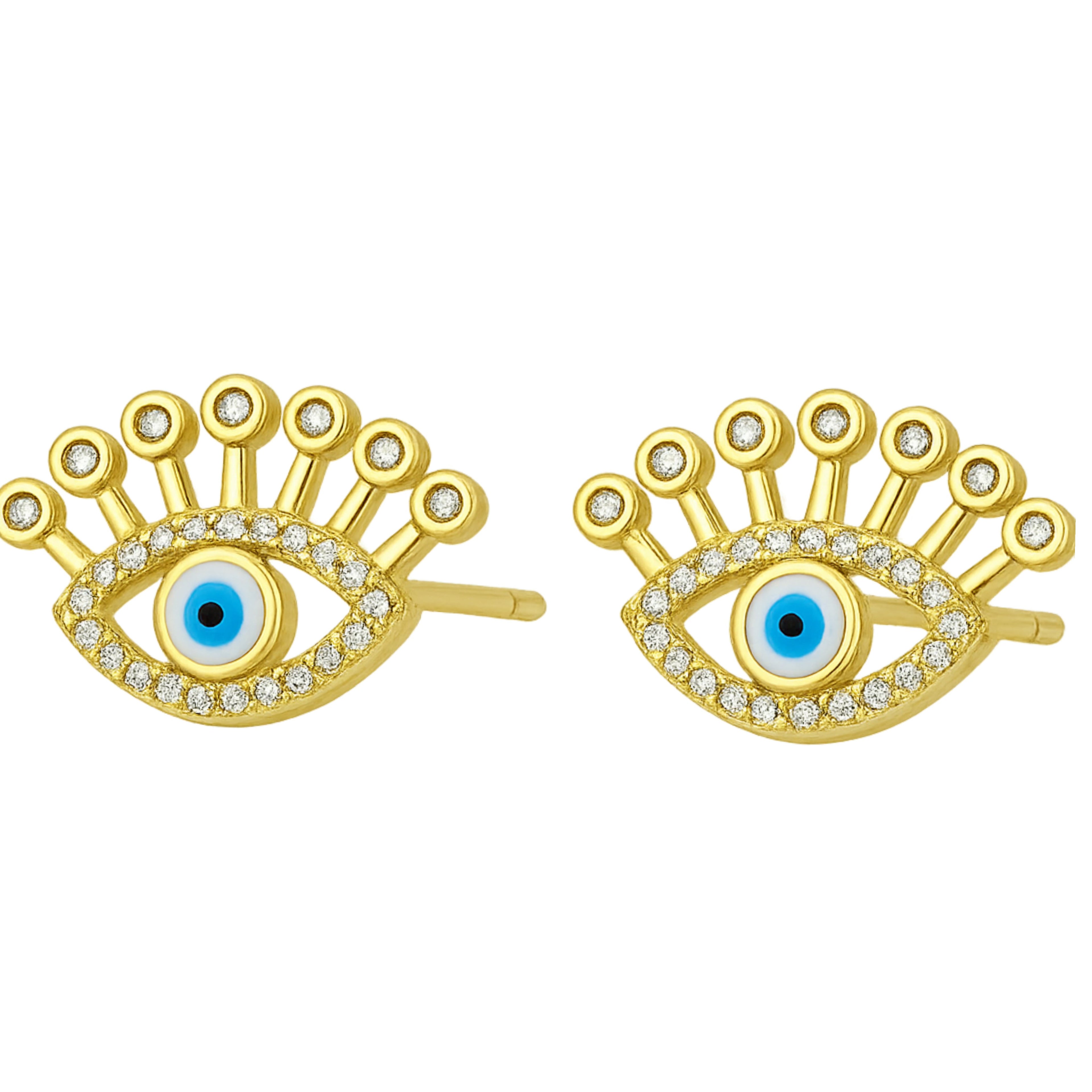 Evil Eye 14k Gold Plated Ear Studs