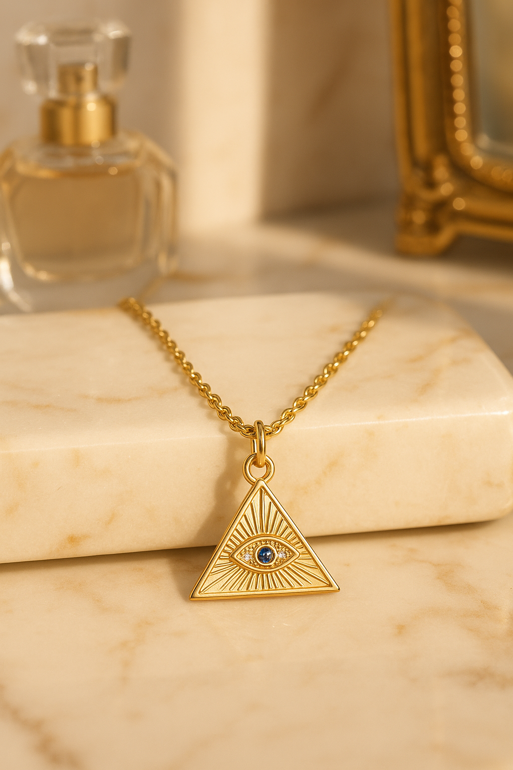 Blue Eye Pendant Gold-plated Necklace