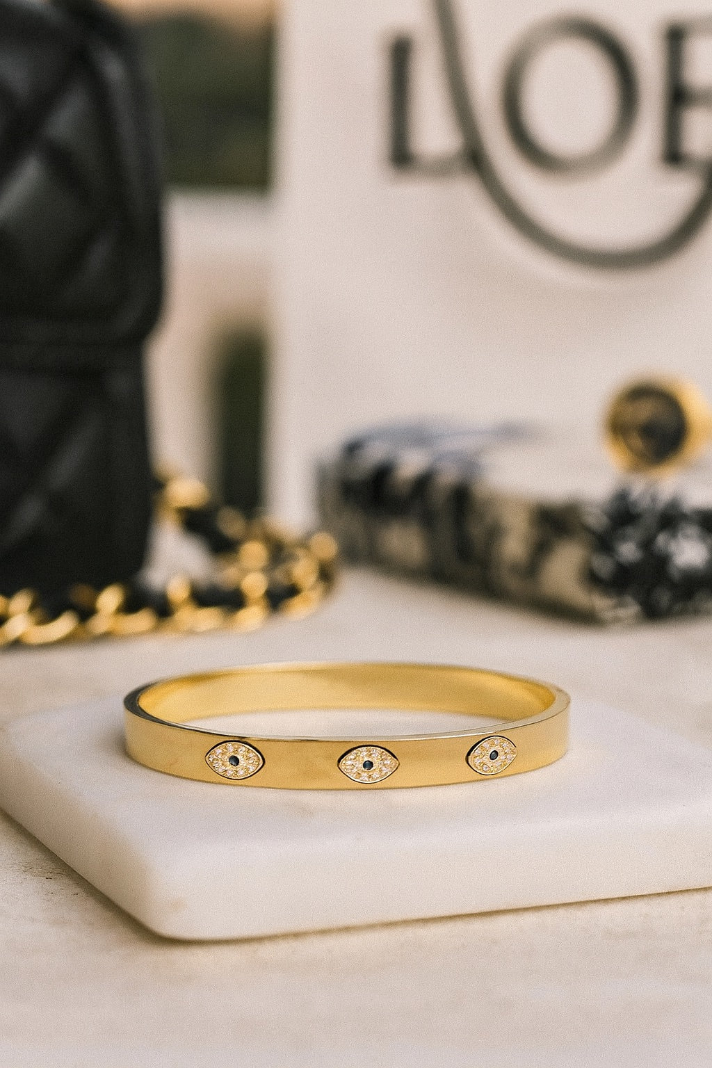 18K Gold Plated Rhinestones Bangle