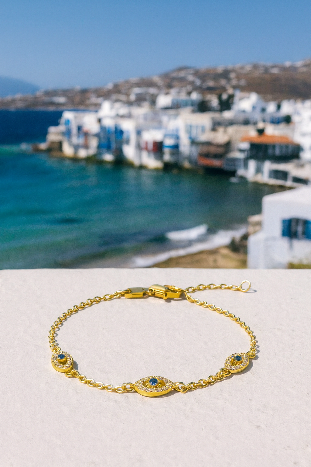 Kids Gold 3 Evil Eye Bracelet