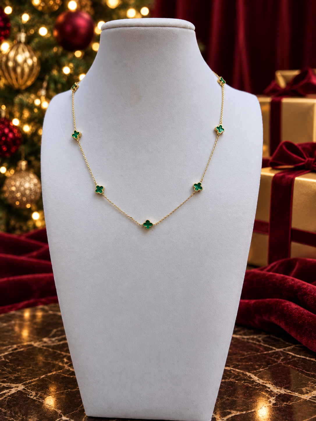 Petite Vivienne Green Clover Necklace