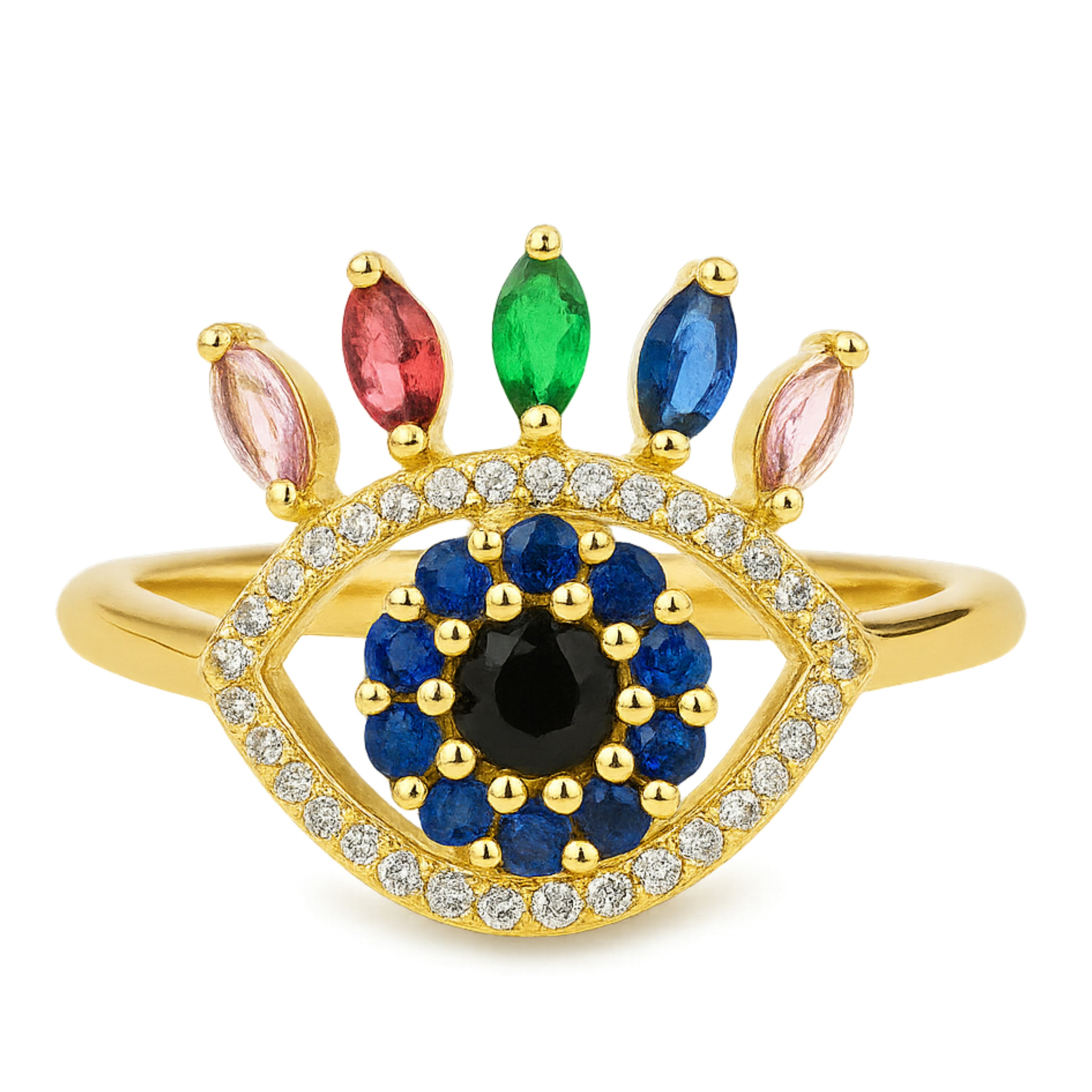 Evil Eye Ring with Gem Stones