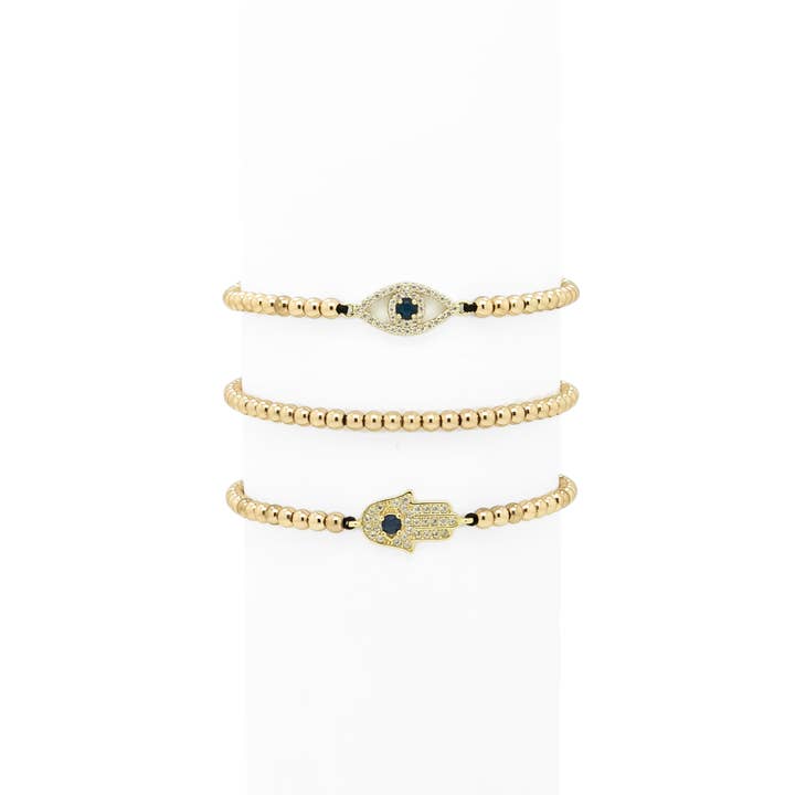 Hamsa & Evil Eye Duo - 18k Gold Plated Bracelet Set