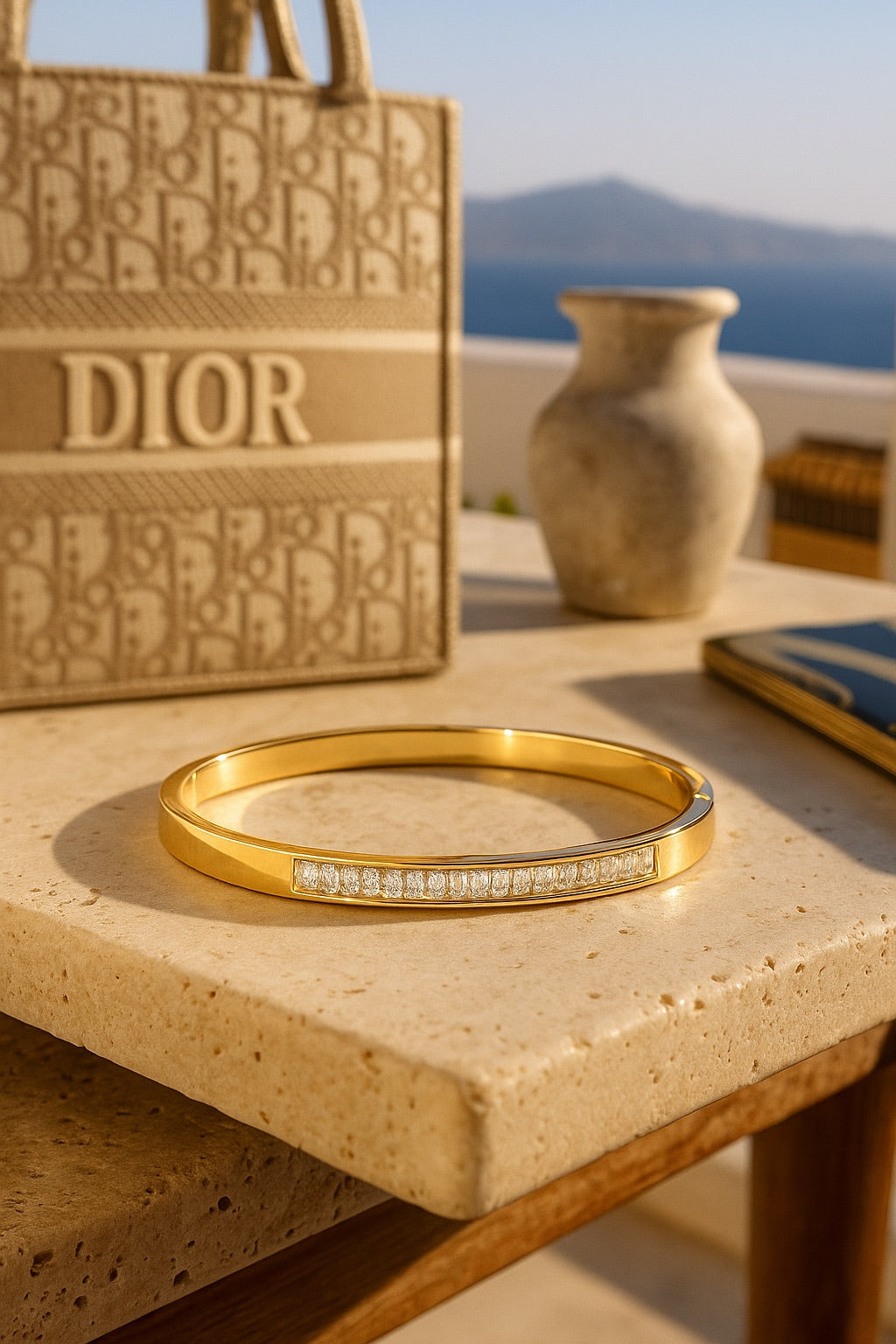 18K Gold Plated Rhinestones Bangle