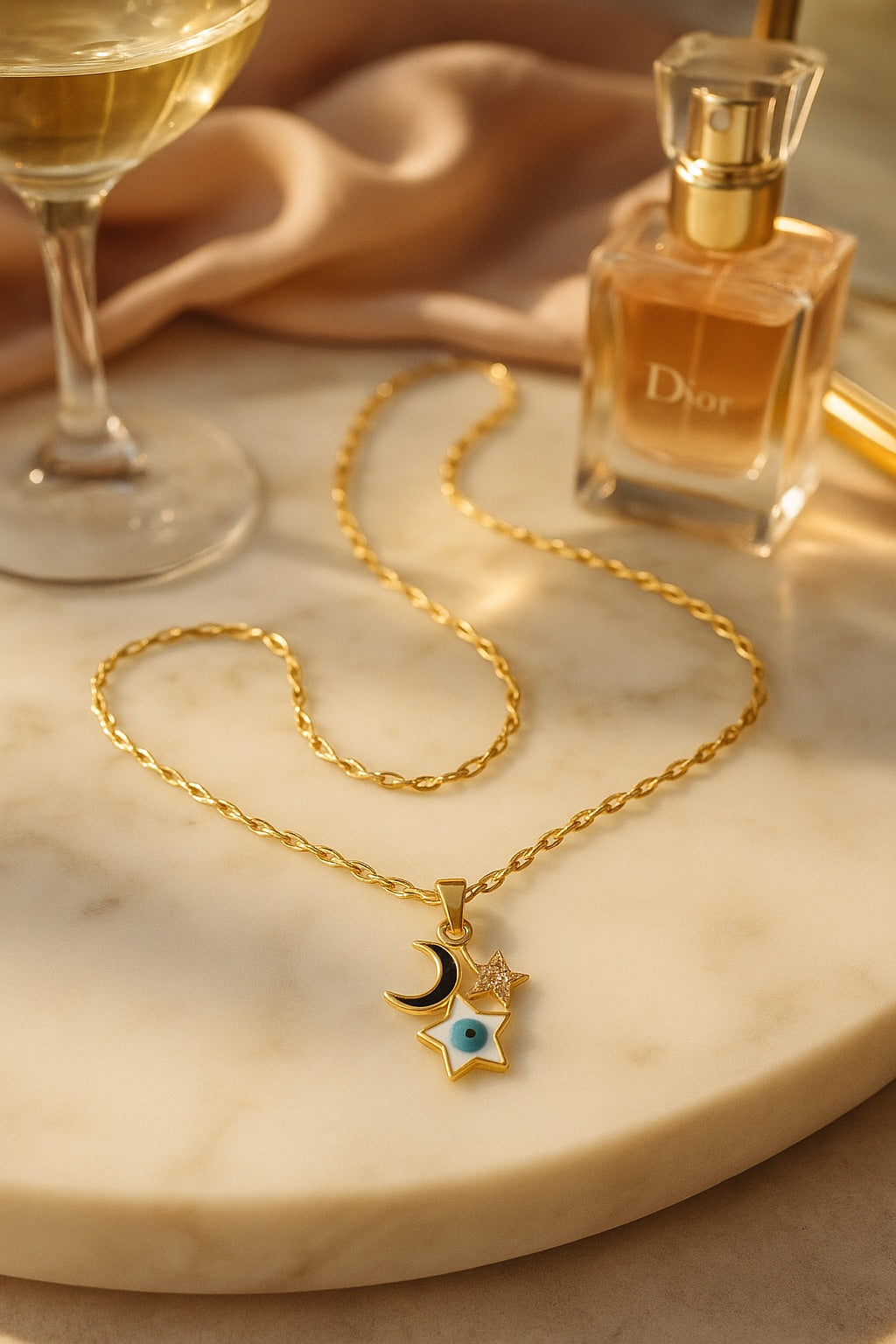 Evil Eye Star Moon Necklace