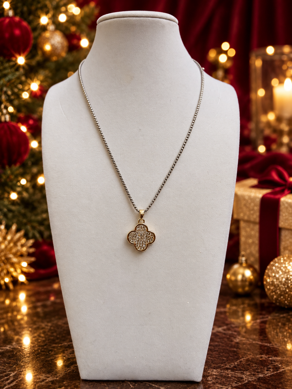 Estelle Sparkling Clover Pendant Necklace