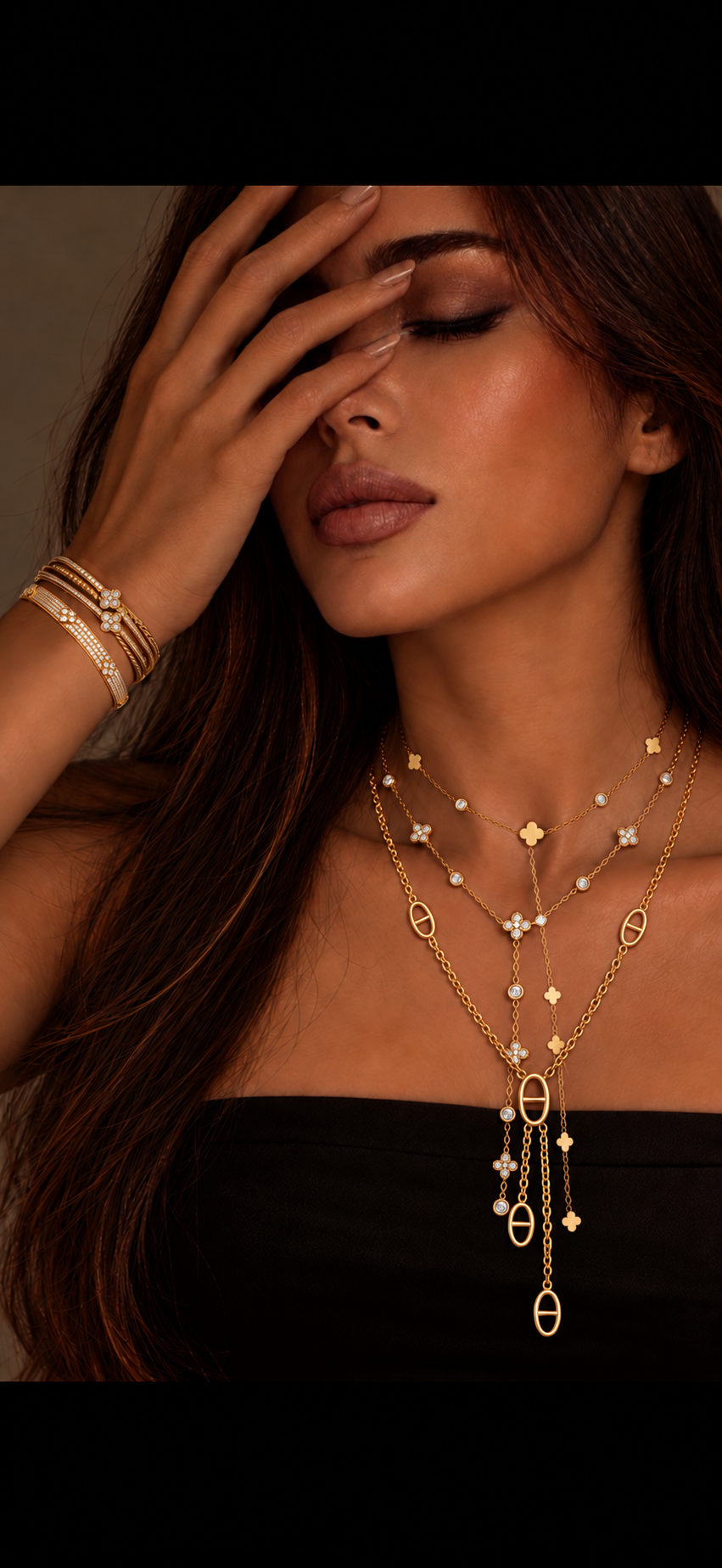 Gold Plated Fleur Lariat Necklace
