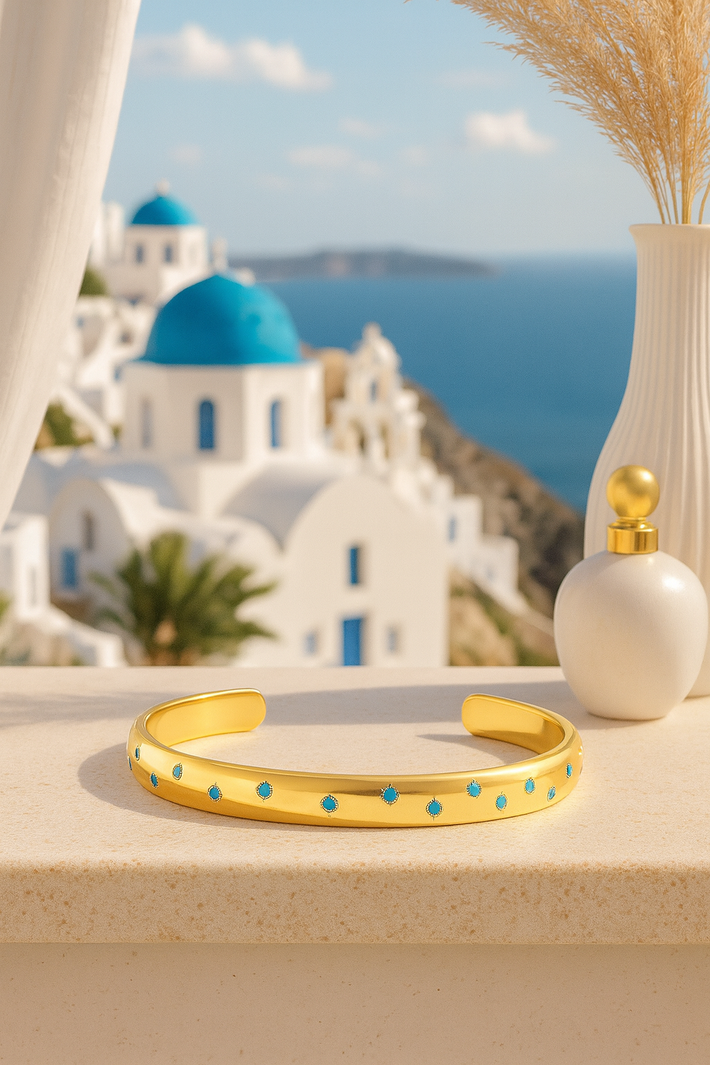 Gold Evil Eye Bangle Bracelet