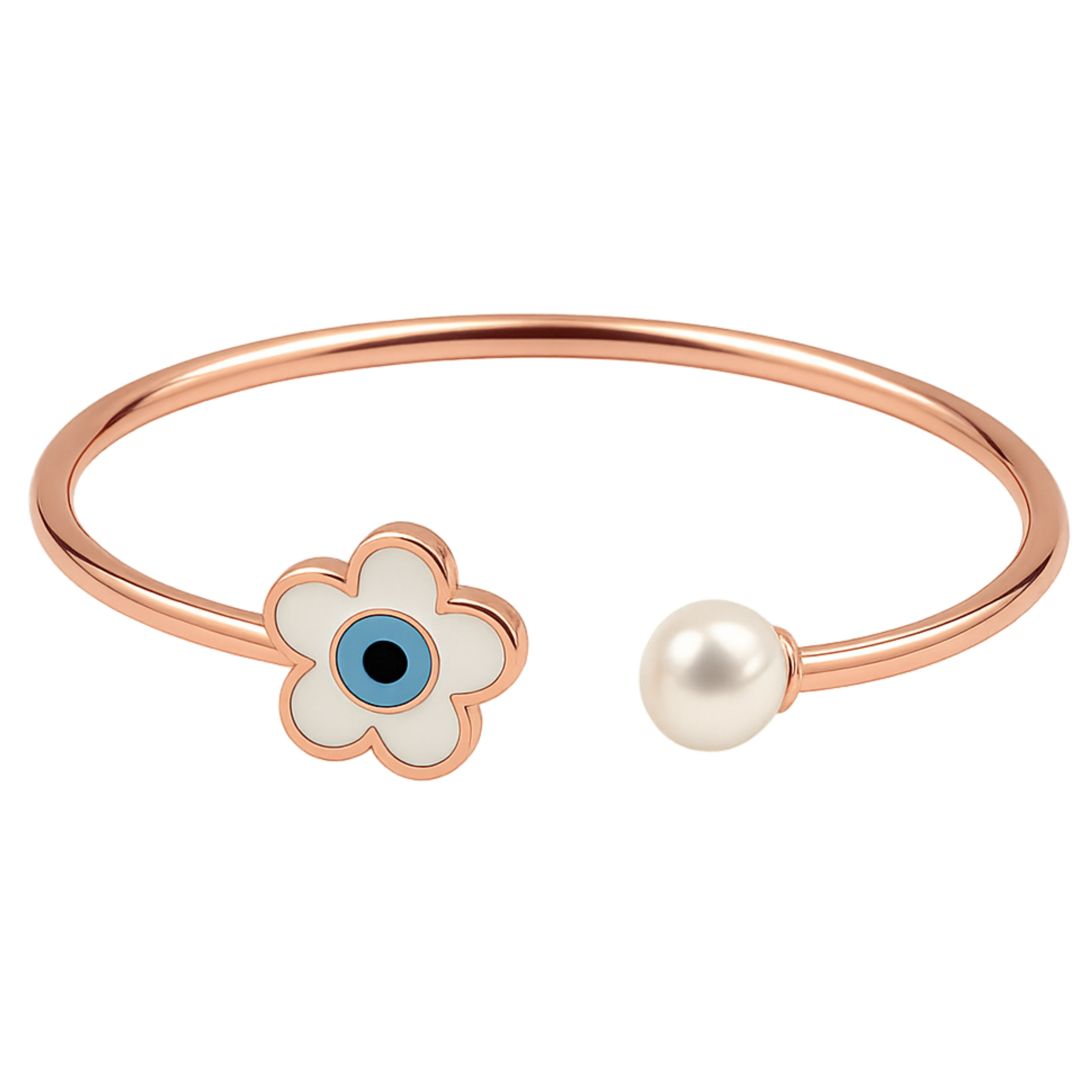 Rose Gold Flower Shaped with Artificial Pearls Bangle