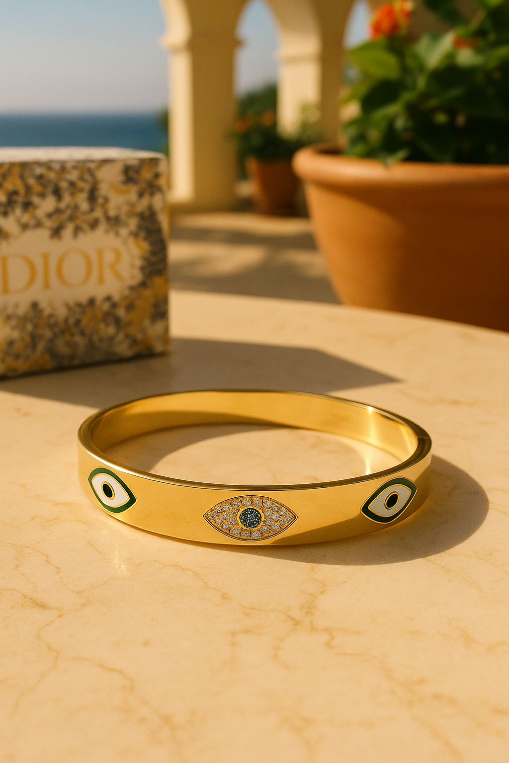 Dark Green Elegant Evil Eye Bracelet