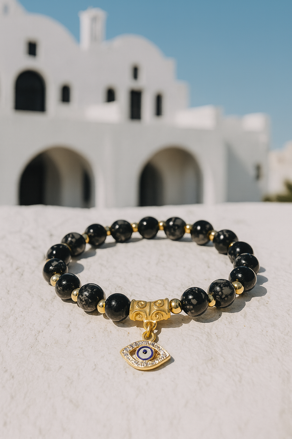 Guard & Luck Evil Eye Beaded Bracelet (Black)