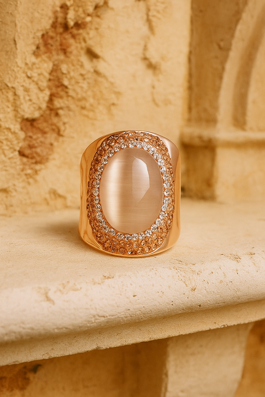 Cymophane Rhinestone Alloy Ring