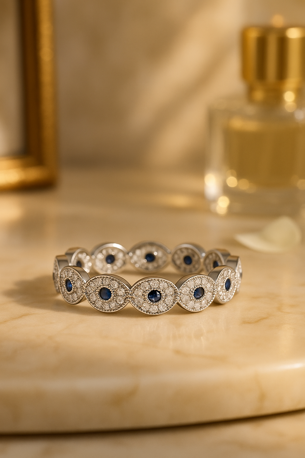 Turkish Evil Eye Stacking Band Ring in 925 Sterling Silver