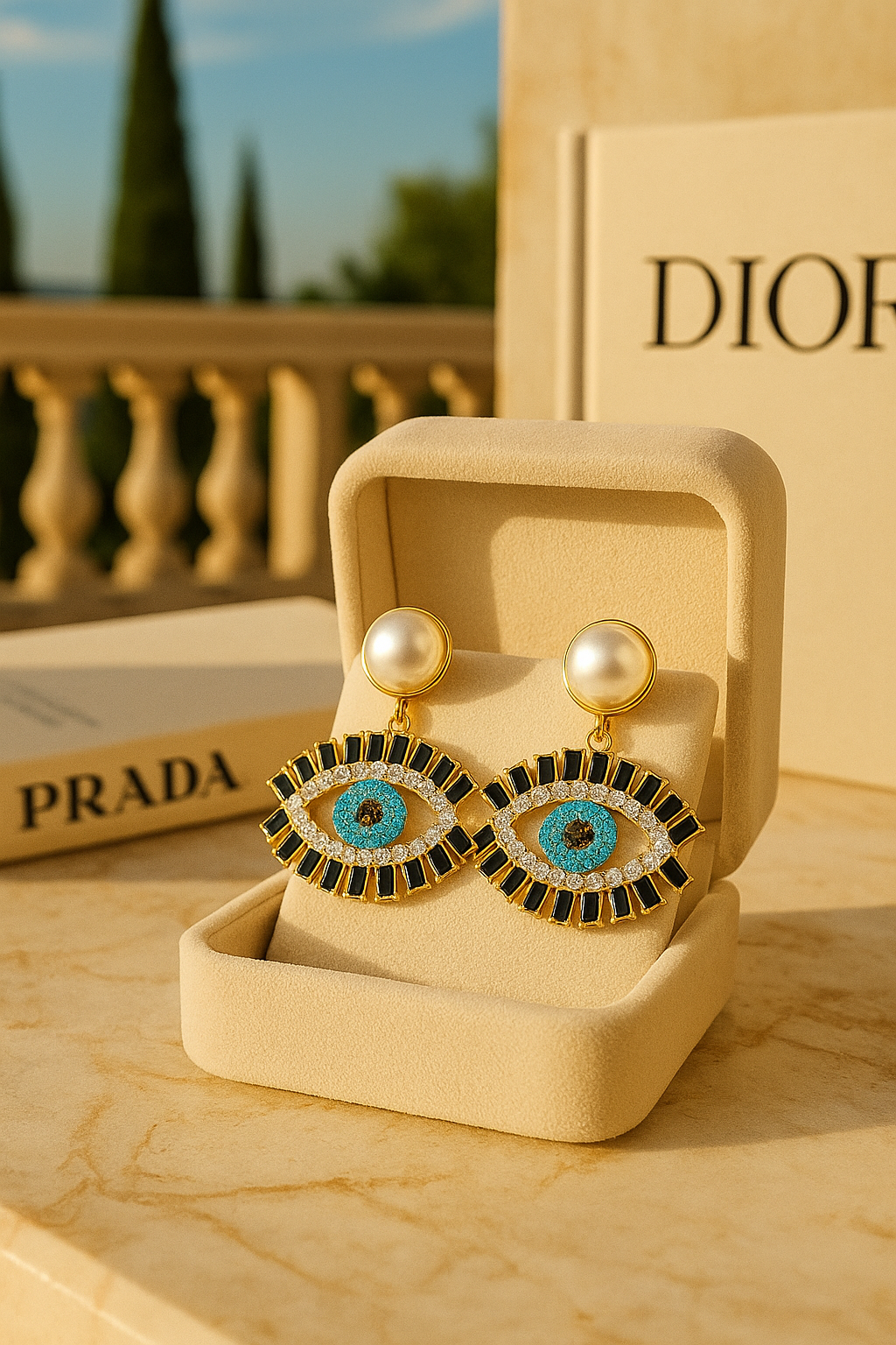 Black Pearl Eye Earrings