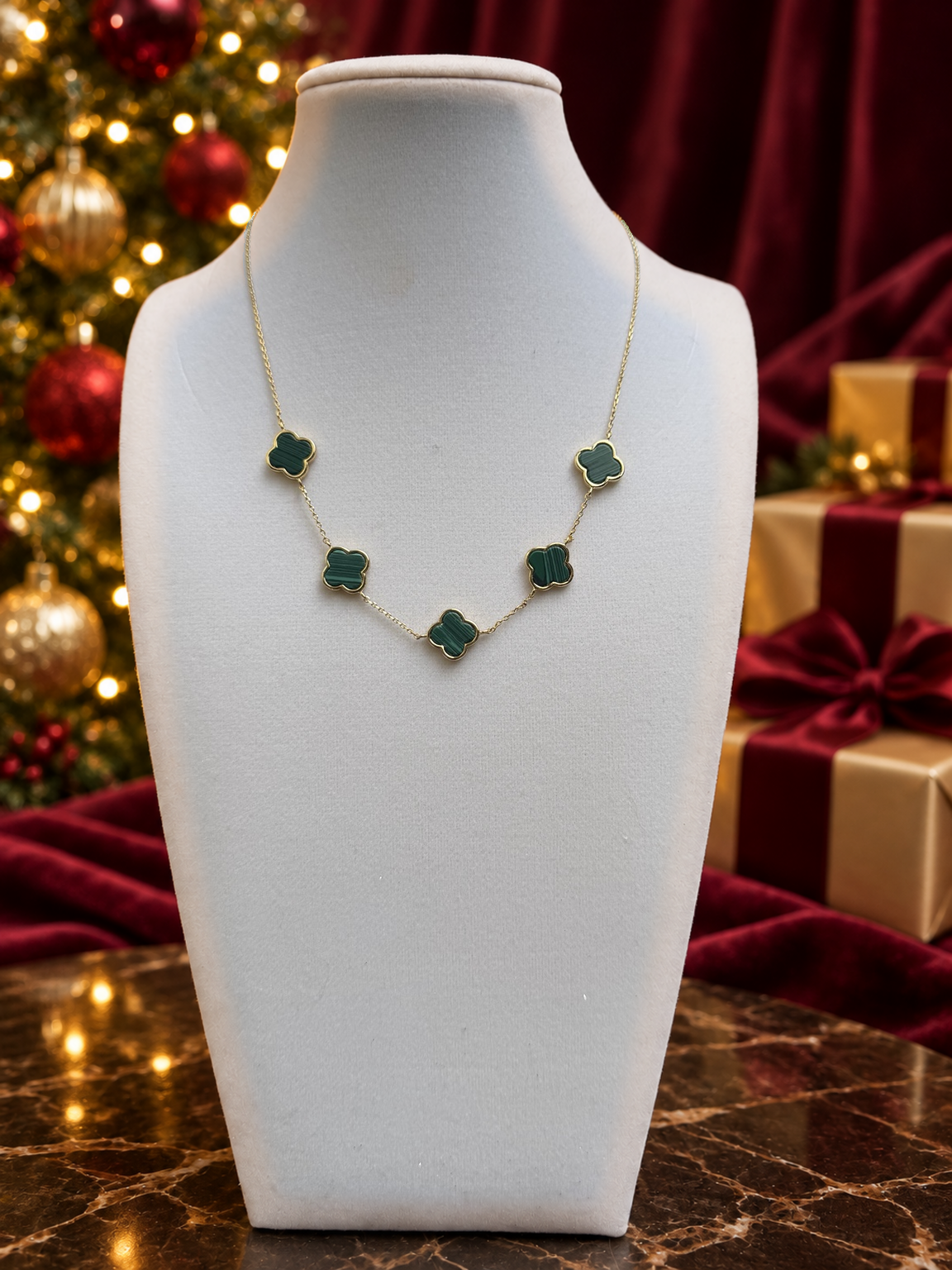 Vivienne Green Clover Statement Necklace