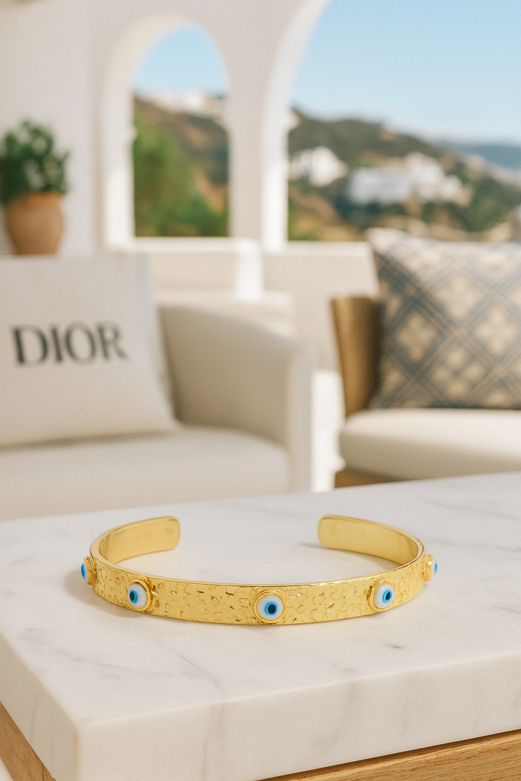 Gold Evil Eye Bangle