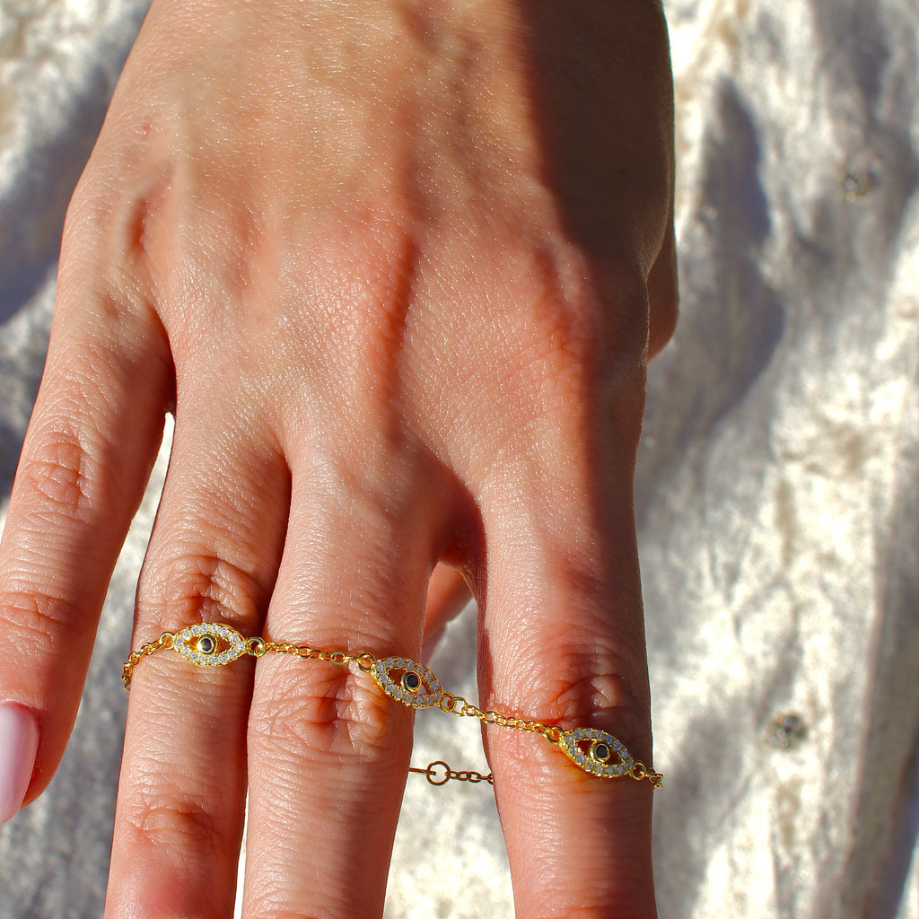 Kids Gold 3 Evil Eye Bracelet
