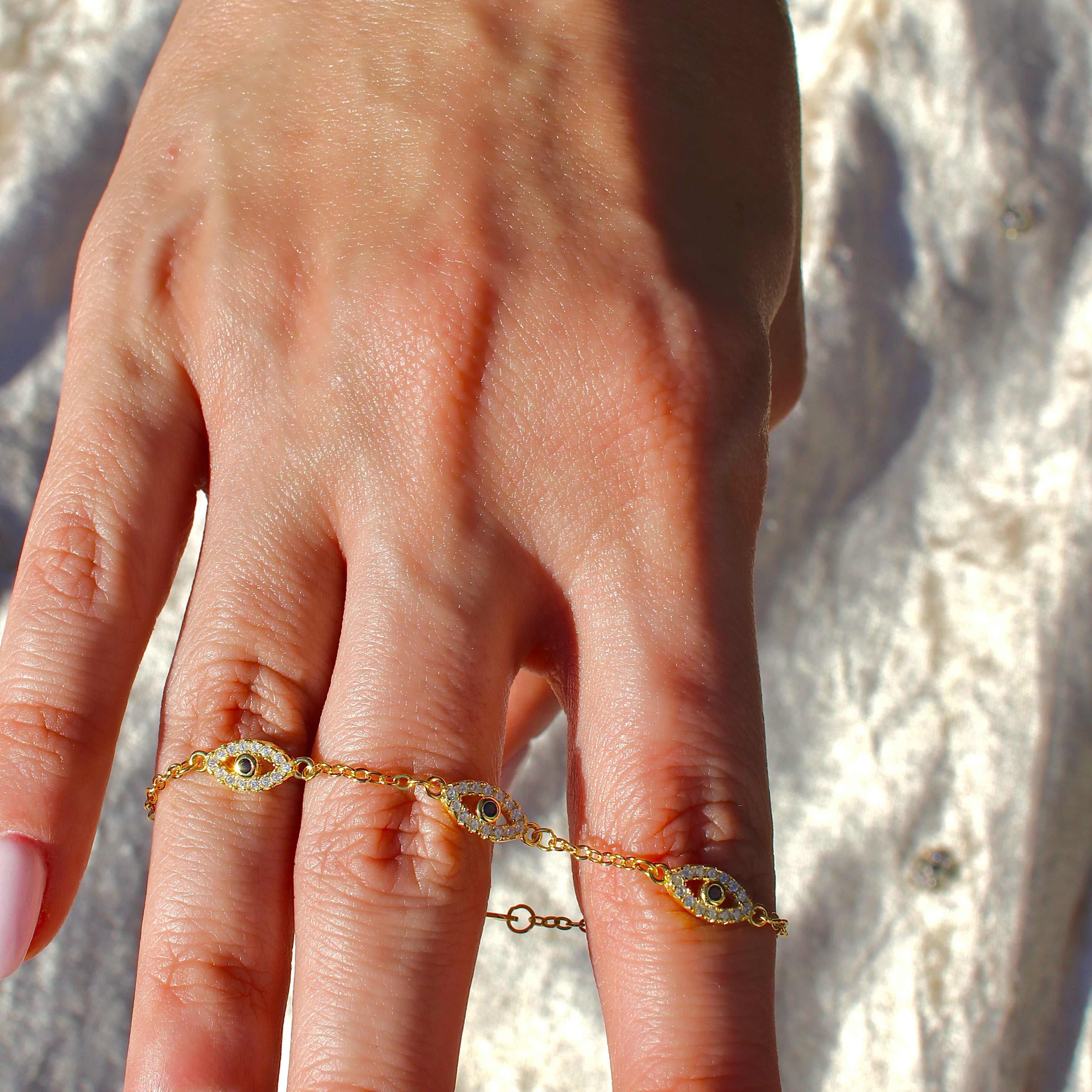 Kids Gold 3 Evil Eye Bracelet