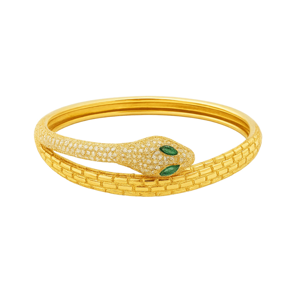 Snake Inlaid Cubic Zirconia Opening Bangle Bracelet