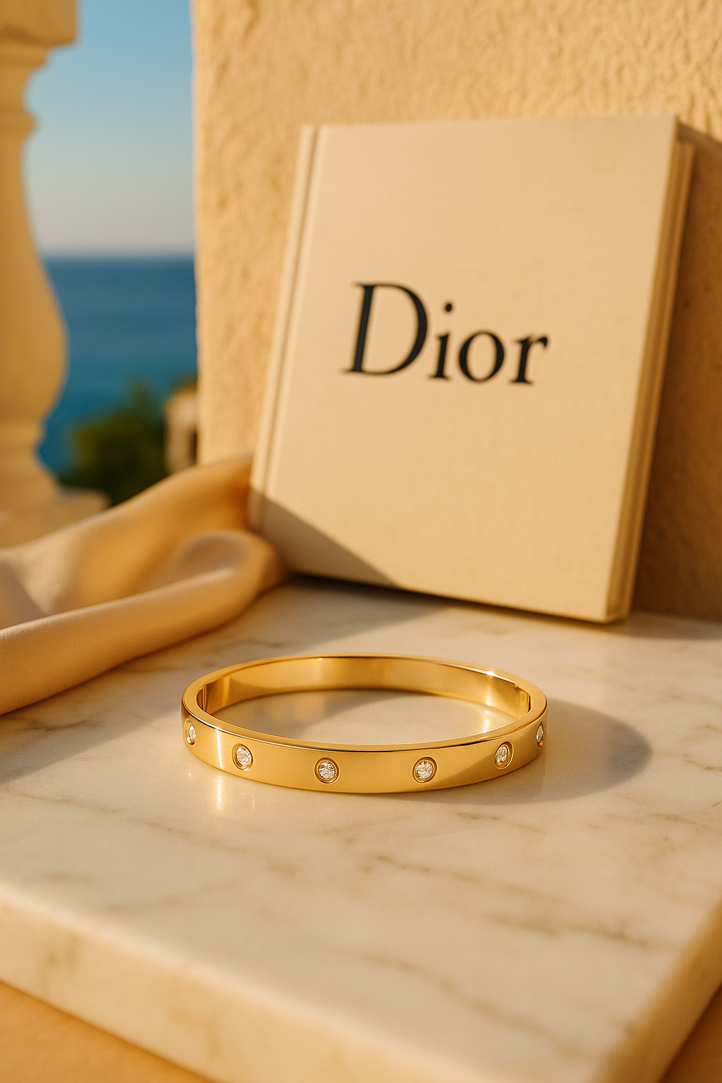 18K Gold Plated Rhinestones Bangle