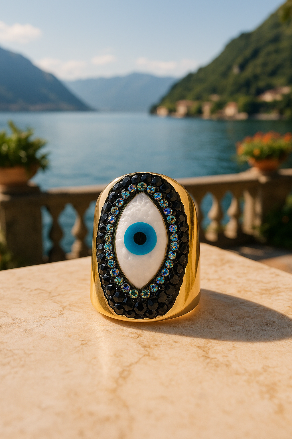 Gold Handwork Natural Evil Eye Ring