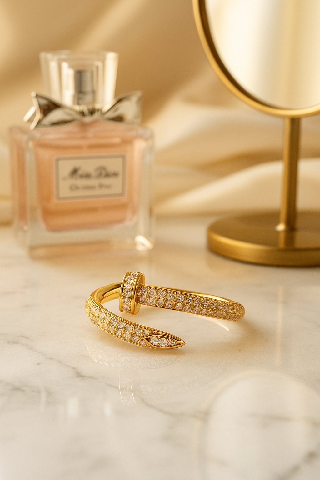 Gold & Crystal Pave Nail Ring