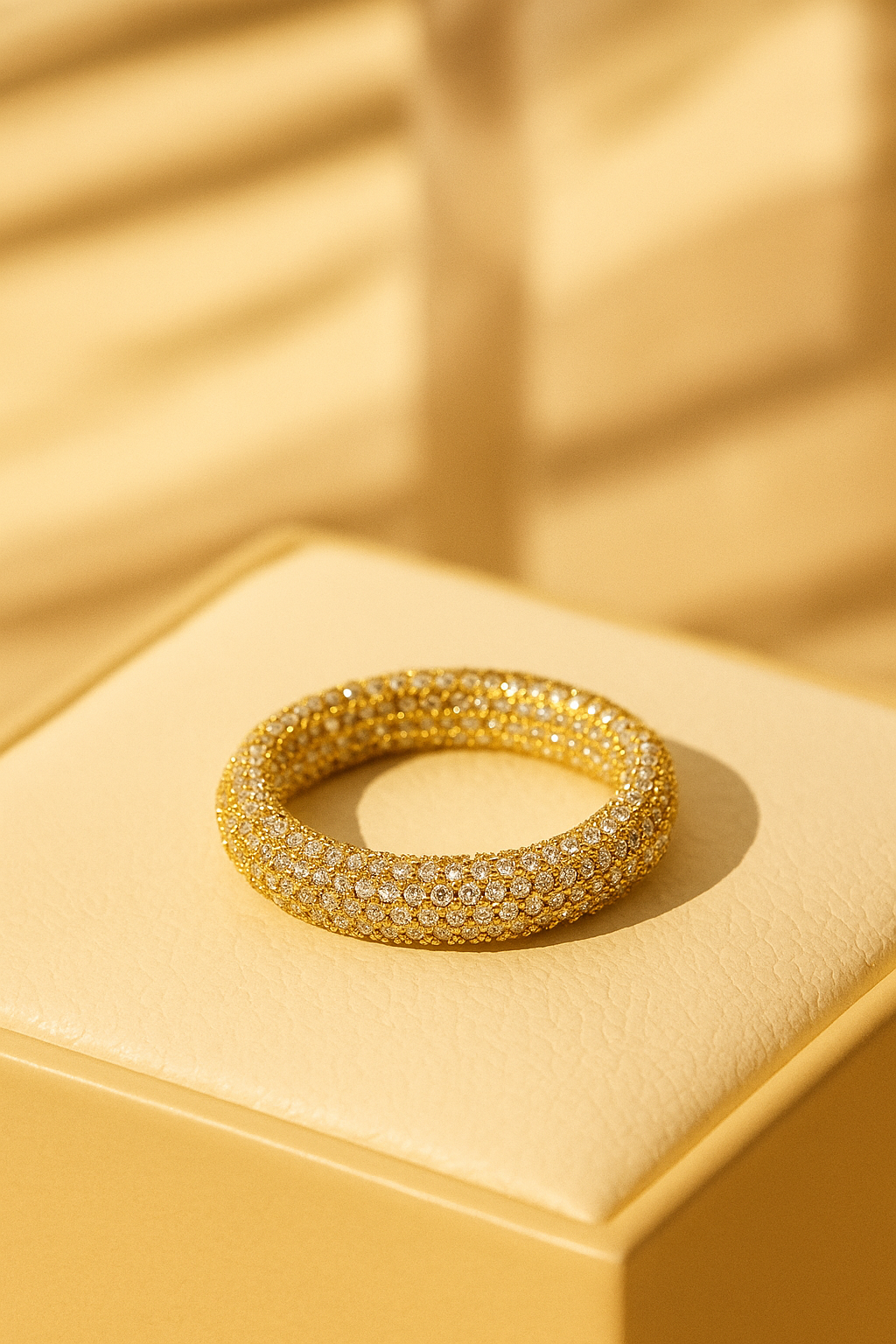 Crystal Eternity Rounded Band Ring Gold