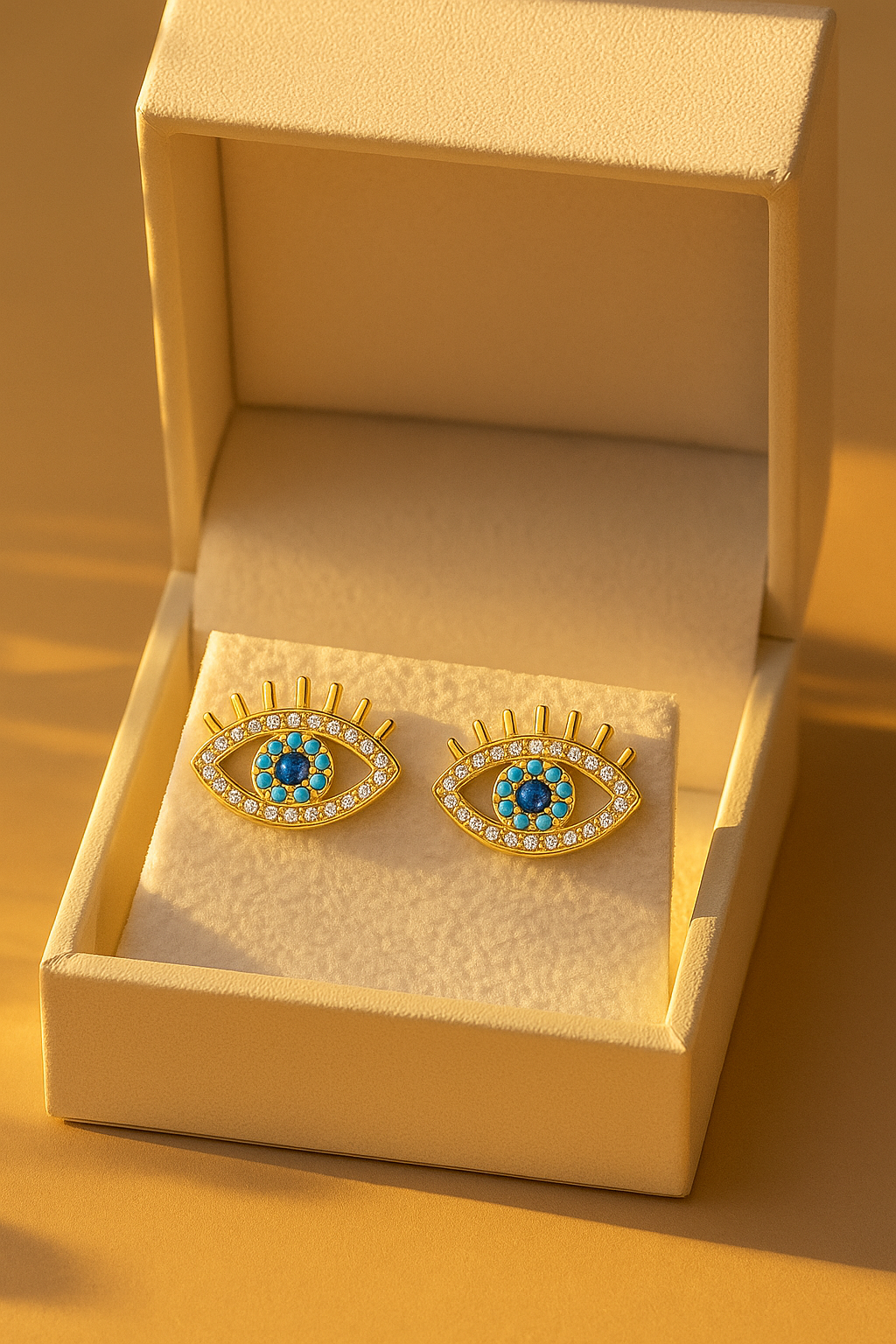 14k Gold Classic Evil Eye Earrings