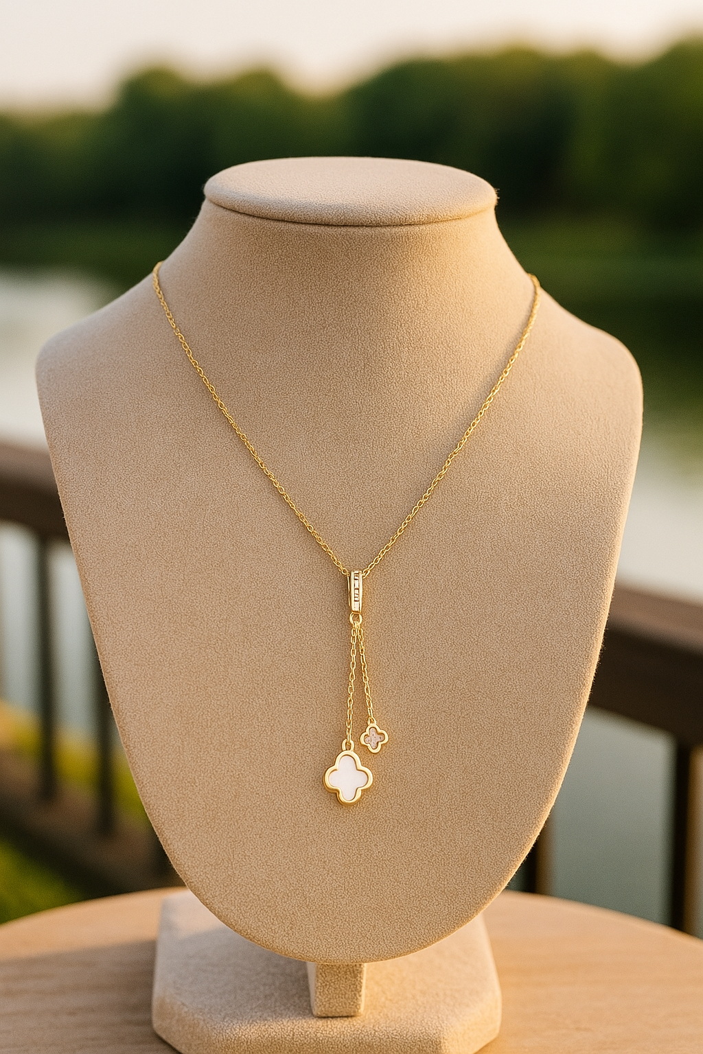 White Luxury Quadrilateral Geometric Necklace