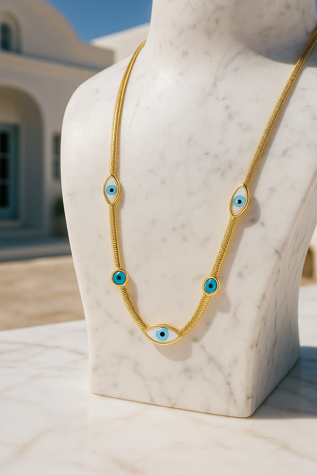 Evil Eye Inlay Shell Necklace