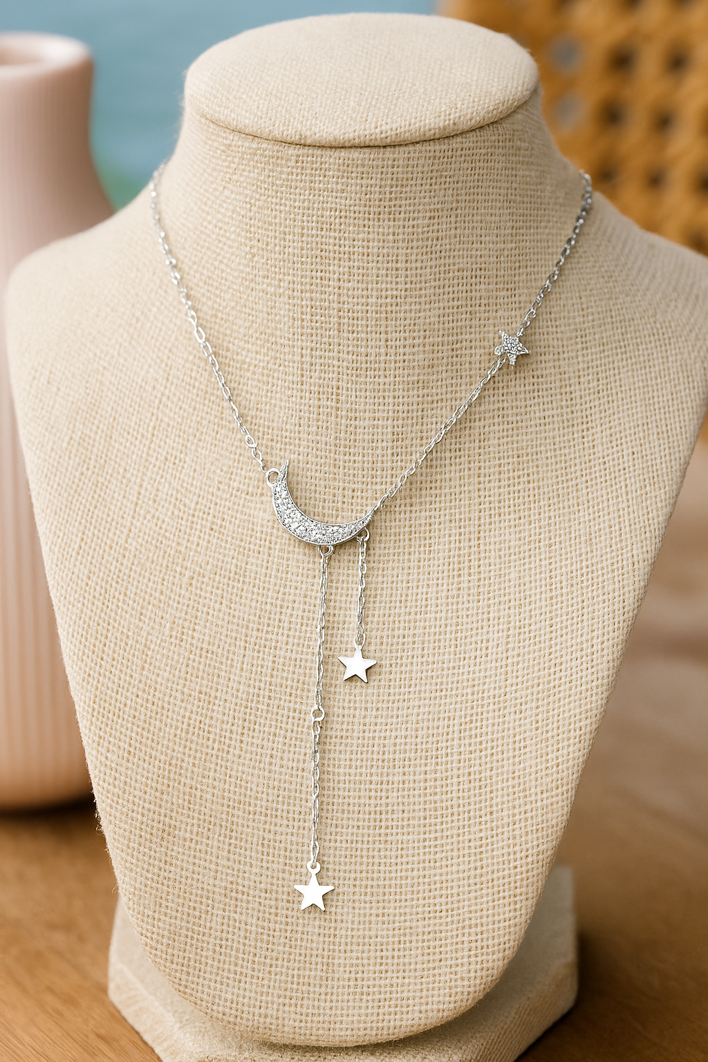 Moon Star Layered Tassel Necklace